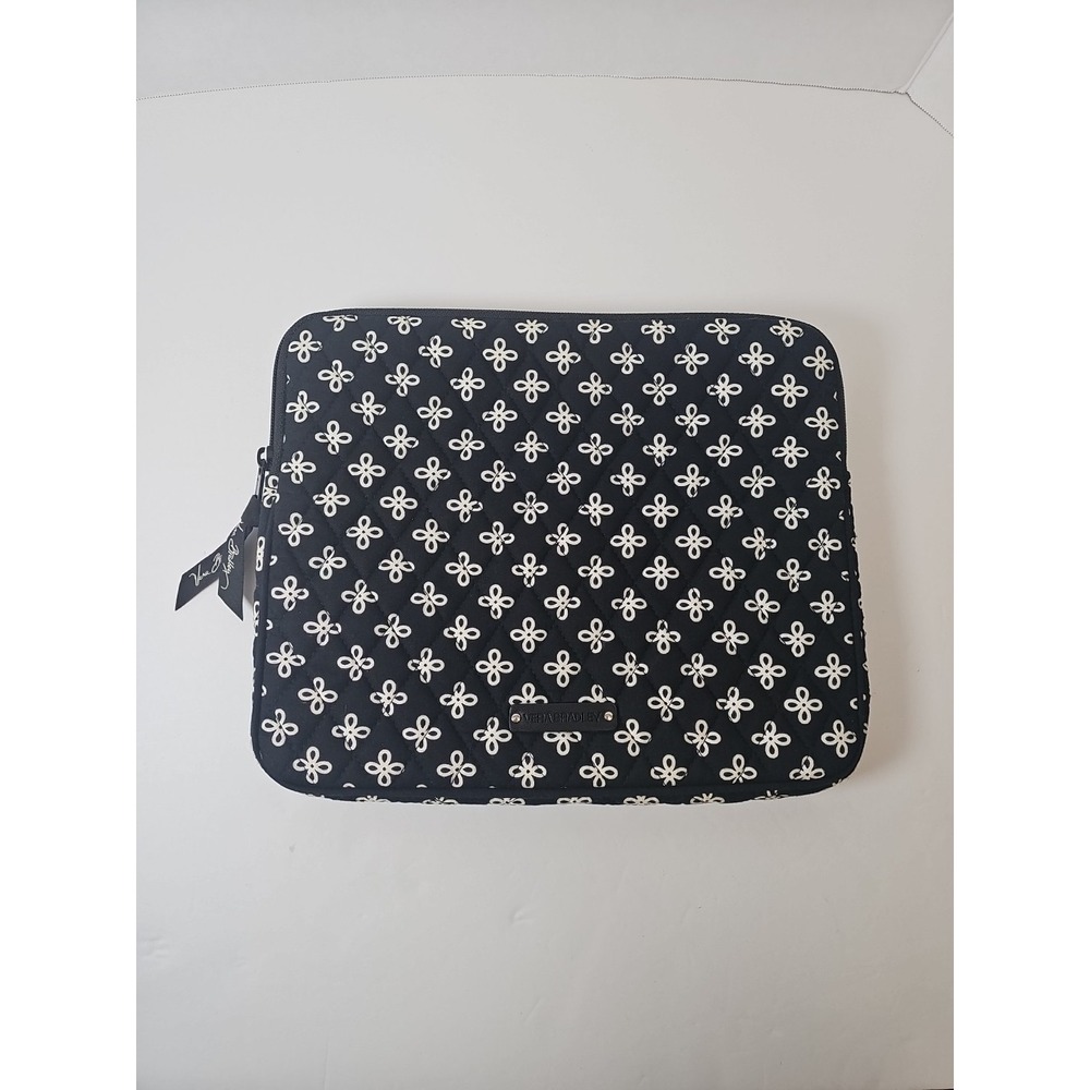 Vera Bradley‎ Padded Black White Floral Computer Laptop Sleeve Bag